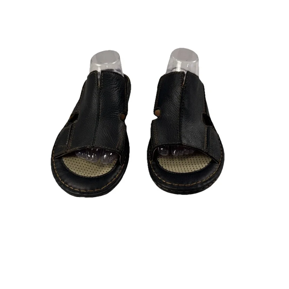 Born Men's Flores Full‎ Grain Leather Slip-On Sandal Camel Black Slide Sz 13 M